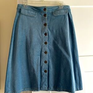 Anthropologie Blue Button-Front Skirt